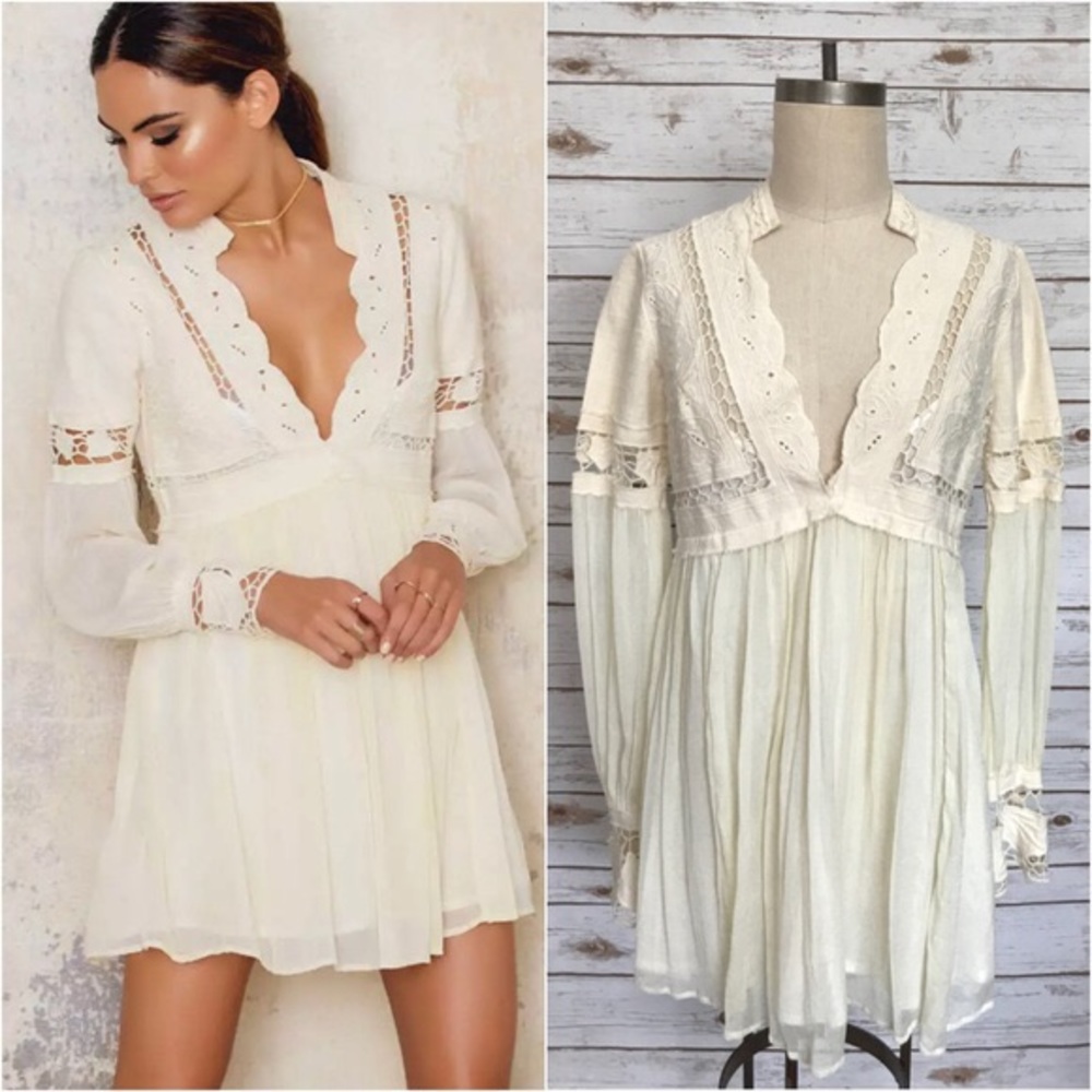 NWT FREE PEOPLE In Dreamland crotchet Mini Dress